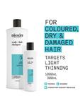 Nioxin Pro Clinical System 3 Scalp + Hair Thickening Shampoo for Coloured Or Dry Damaged Hair with Light Thinning, 300ml