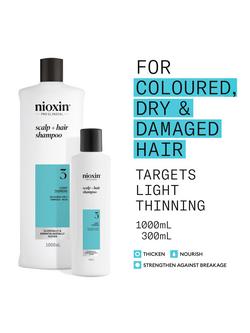 Nioxin Pro Clinical System 3 Scalp + Hair Thickening Shampoo for Coloured Or Dry Damaged Hair with Light Thinning, 300ml - view 2, 