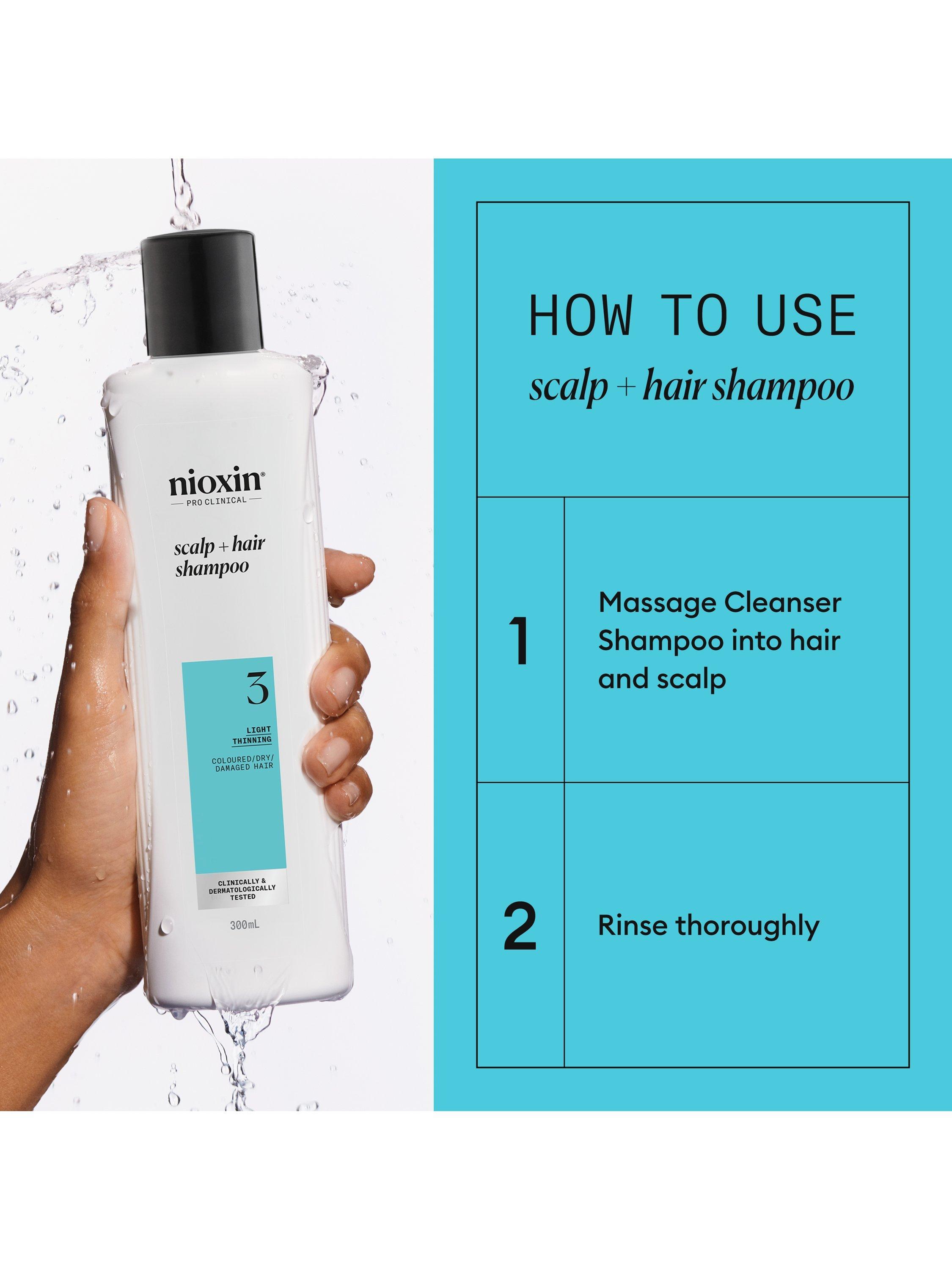 Product image 6 of 10, which shows Nioxin Pro Clinical System 3 Scalp + Hair Thickening Shampoo for Coloured Or Dry Damaged Hair with Light Thinning, 300ml