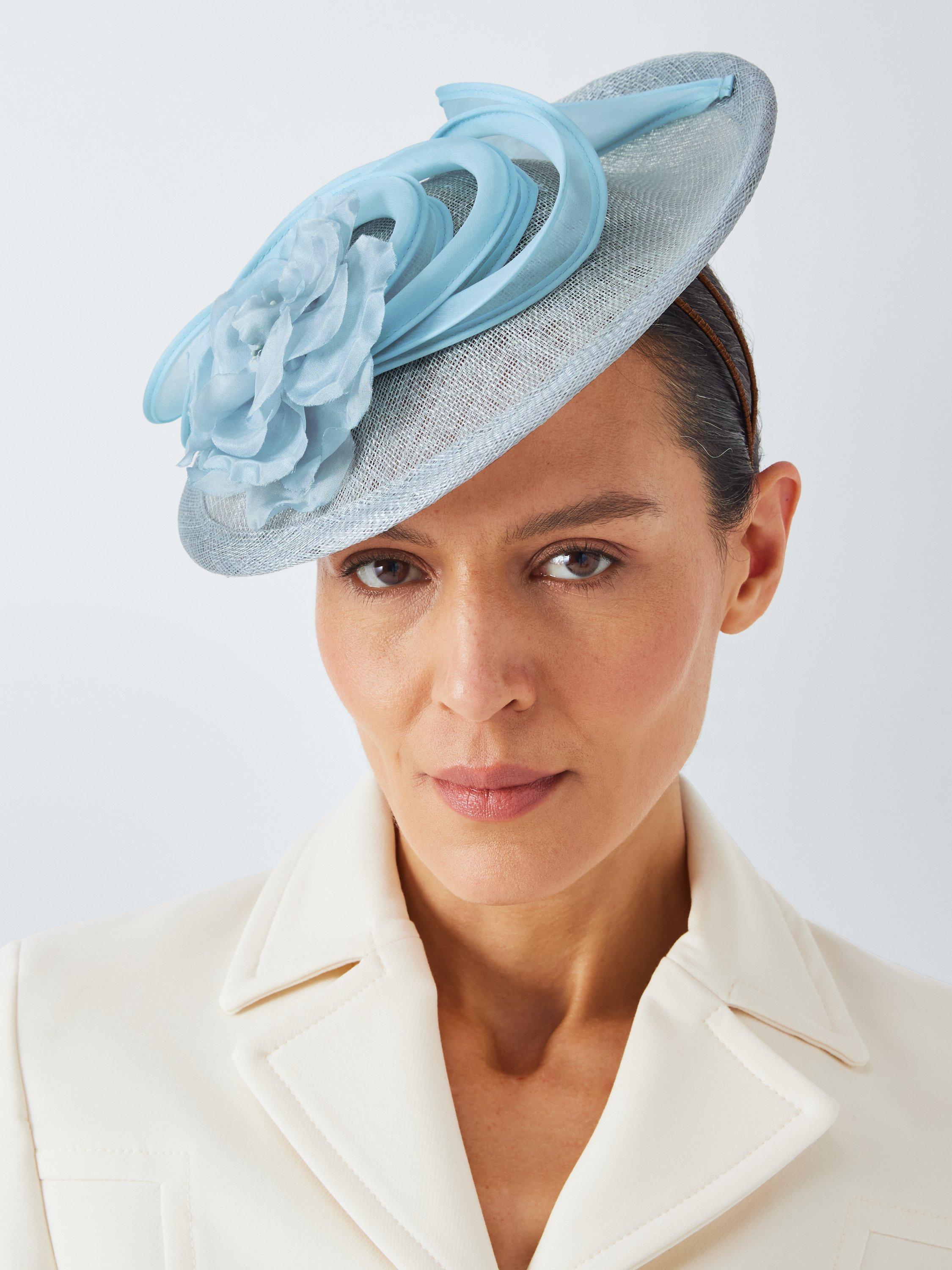 Product image 1 of 4, which shows Whiteley Maeve Small Disc Organza Trim Fascinator, Blue