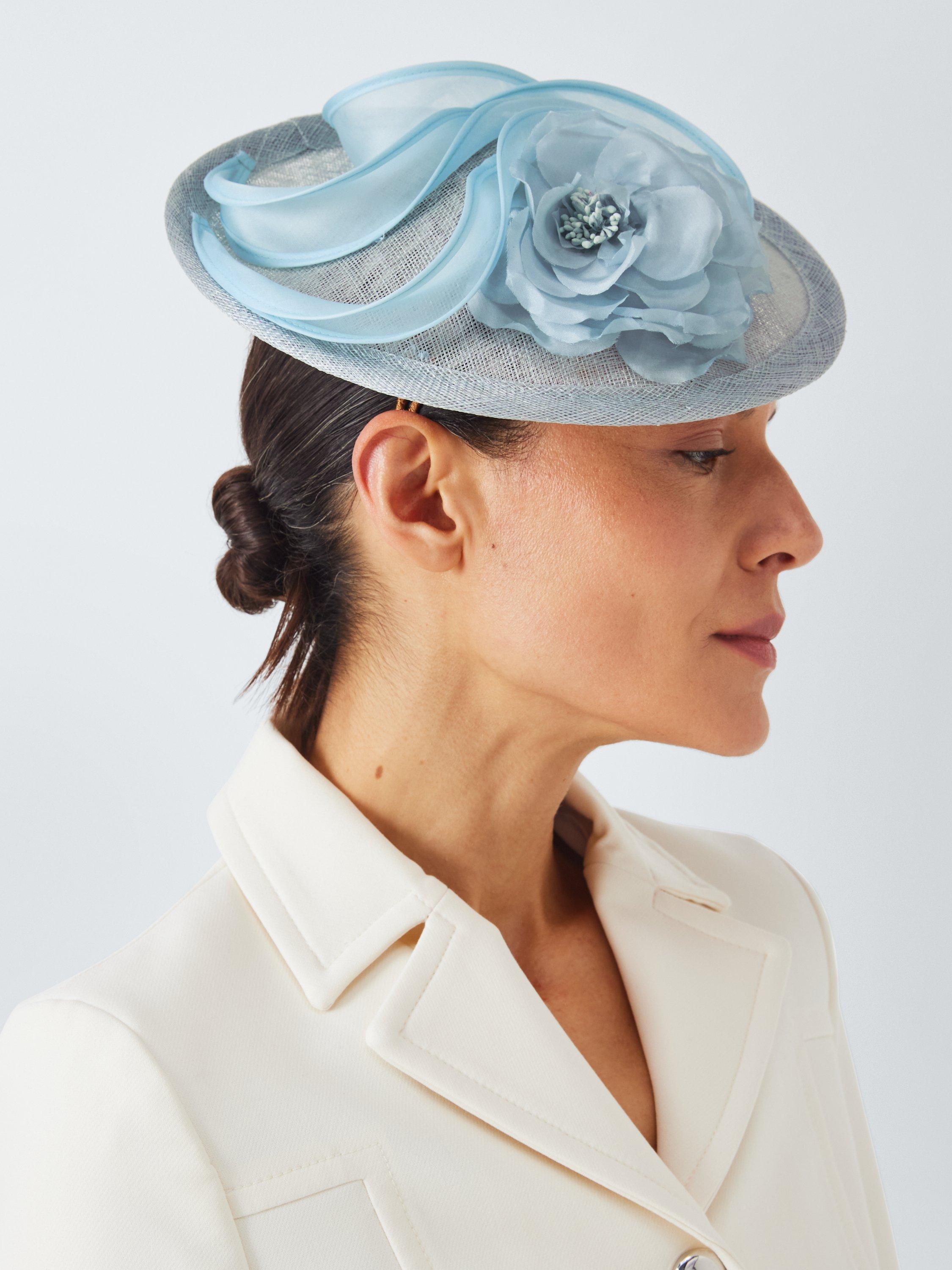 Product image 4 of 4, which shows Whiteley Maeve Small Disc Organza Trim Fascinator, Blue