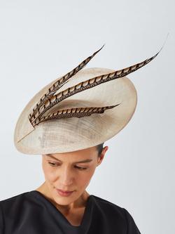 Whiteley Melody Upturn Feather Trim Fascinator, Natural, Natural