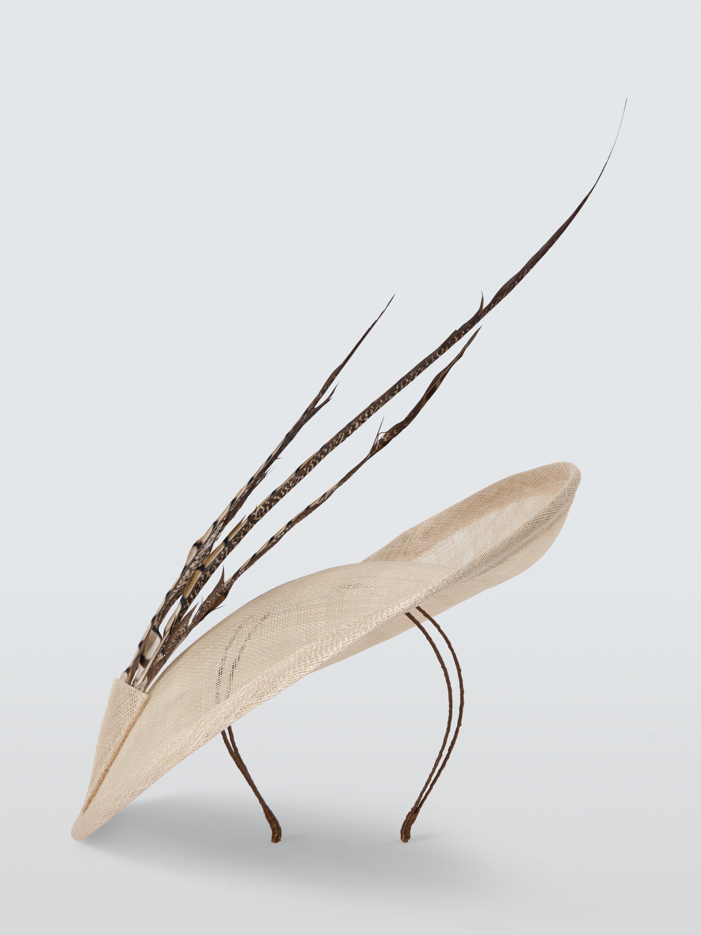 Product image 2 of 4, which shows Whiteley Melody Upturn Feather Trim Fascinator, Natural