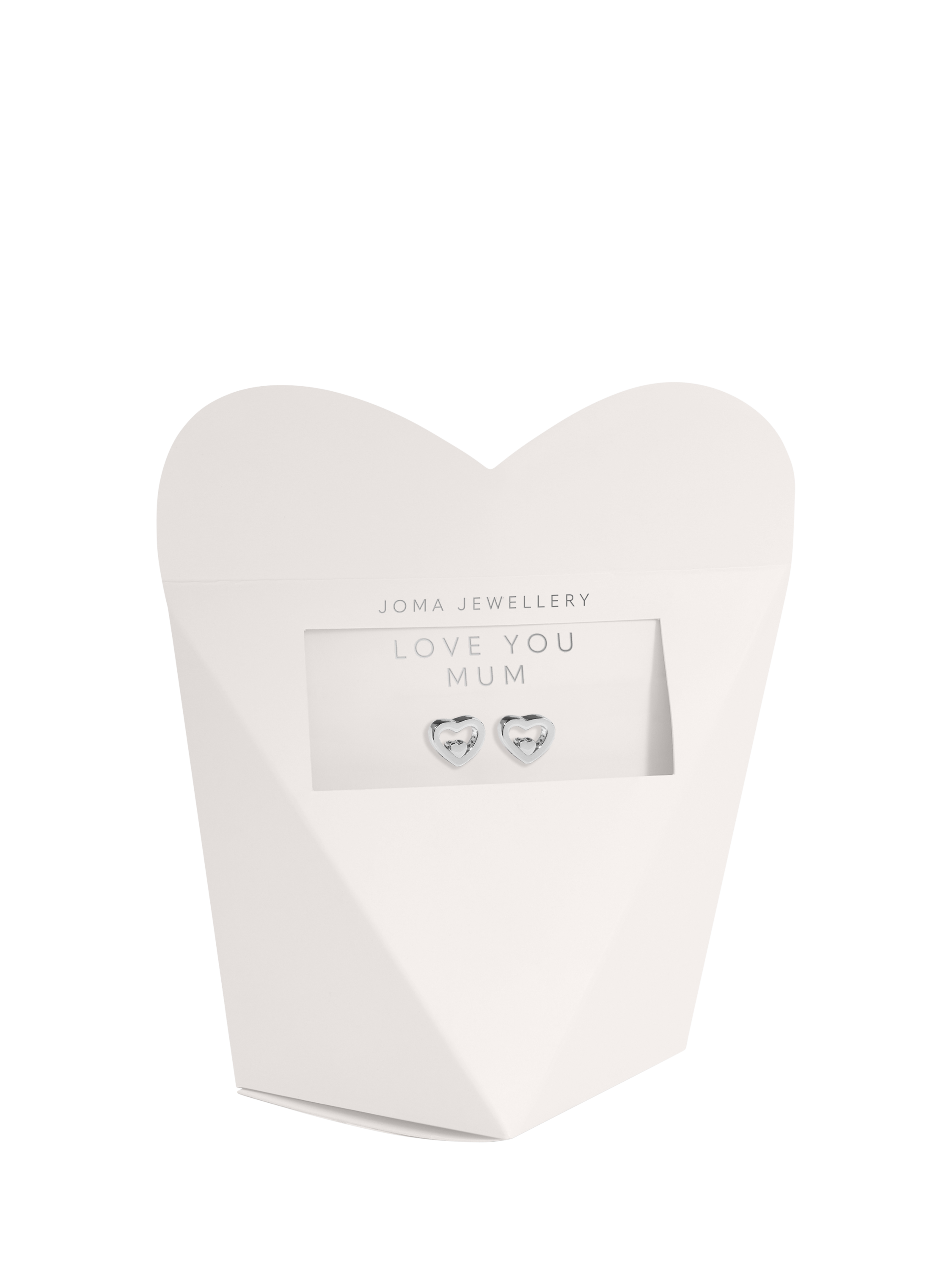 Product image 3 of 3, which shows Joma Jewellery Mother's Day From The Heart 'Love You Mum' Earrings, Silver