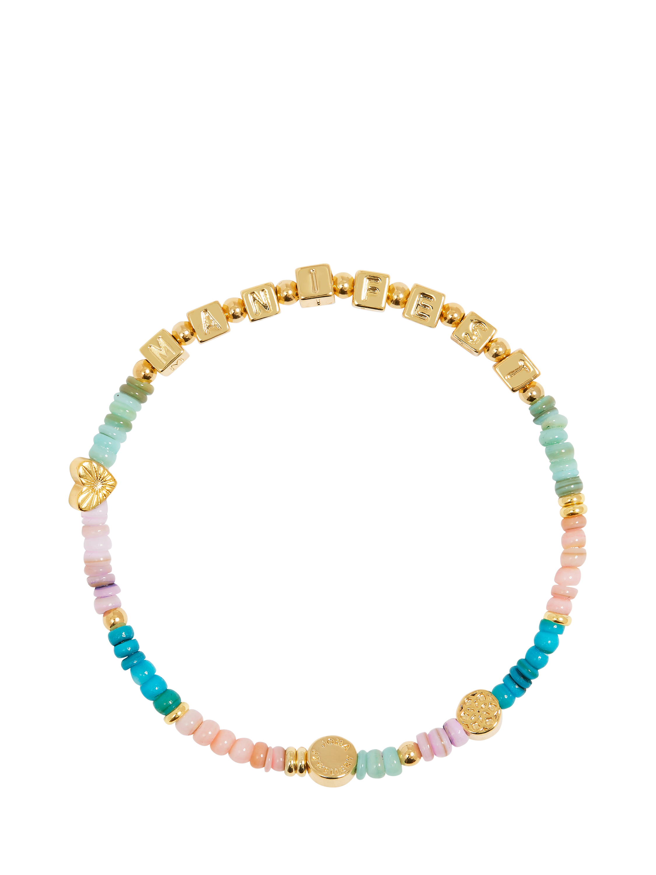 Product image 1 of 6, which shows Joma Jewellery Happy Little Moments Collection Manifest Beaded Bracelet, Gold/Multi