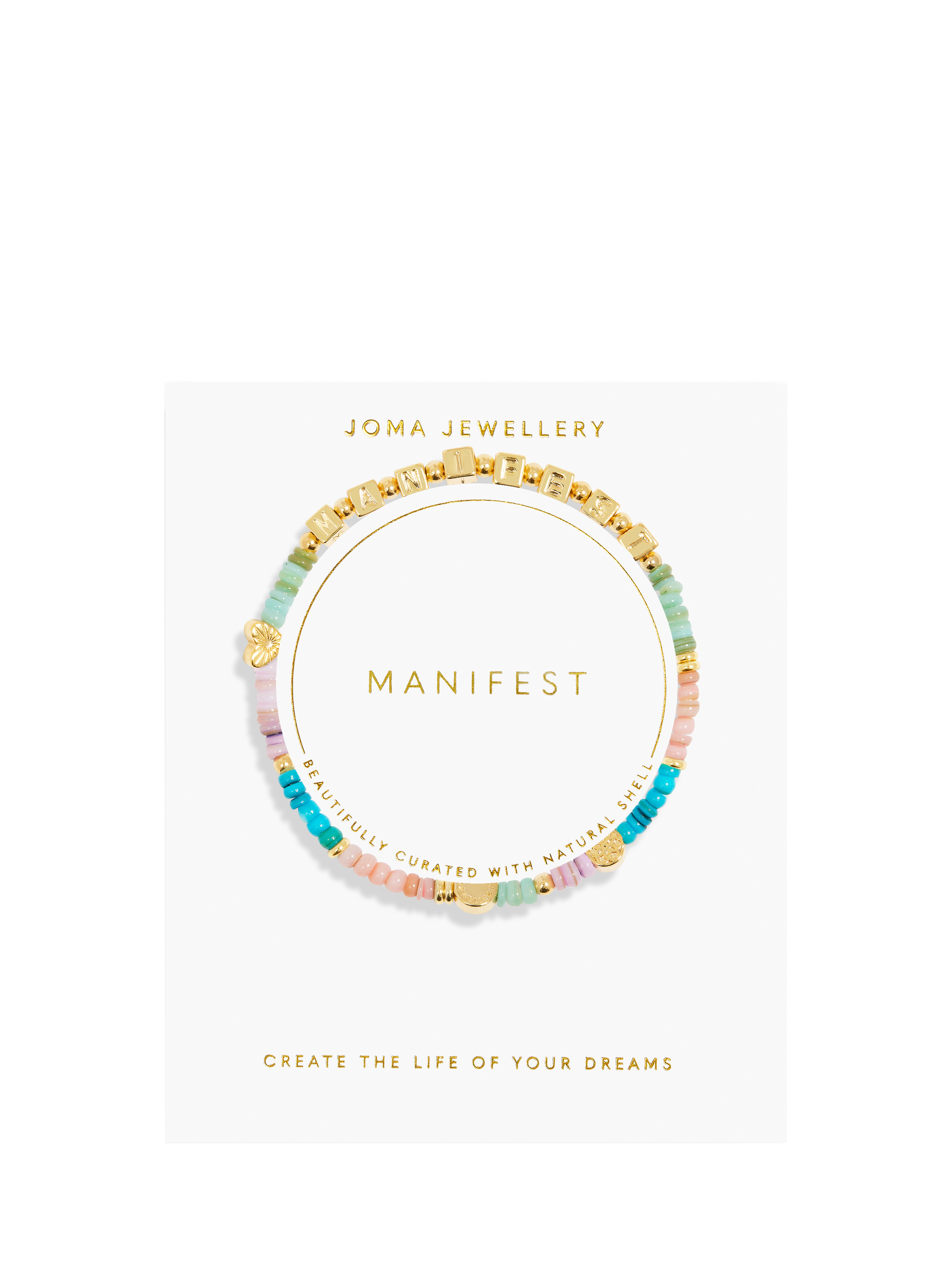 Product image 2 of 6, which shows Joma Jewellery Happy Little Moments Collection Manifest Beaded Bracelet, Gold/Multi