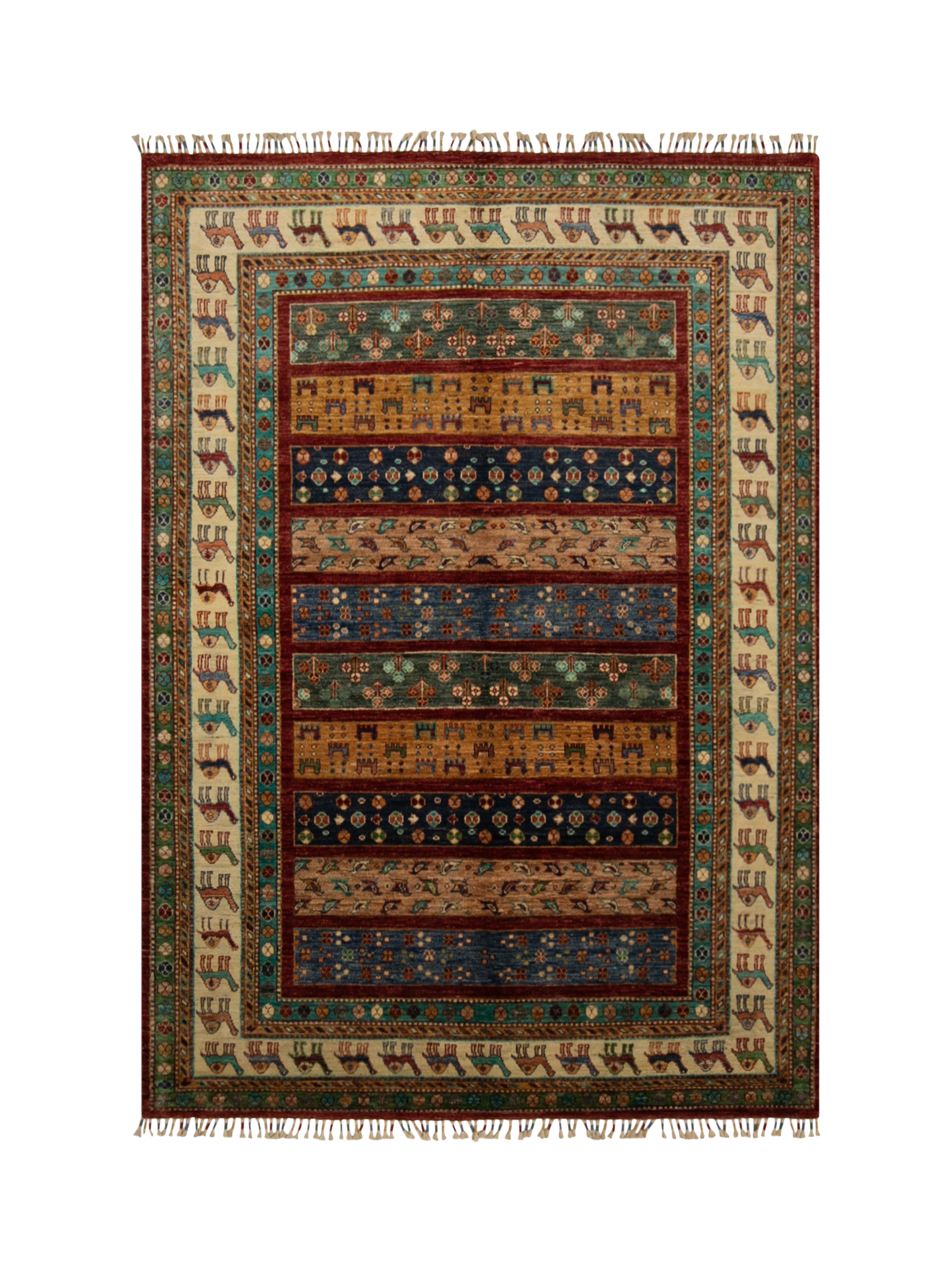 Gooch Oriental Khurjeen Hand Knotted Wool Rug, L214 x W152cm, Red
