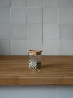 Pebbly Glass Storage Jar with Bamboo Lid, Set of 2, 240ml, Clear - view 2, Clear/Bamboo