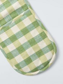 John Lewis Gingham Double Oven Glove, Pistachio - view 2, Pistachio