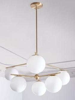 West Elm Sphere + Stem Chandelier Ceiling Light, White - view 2, White White