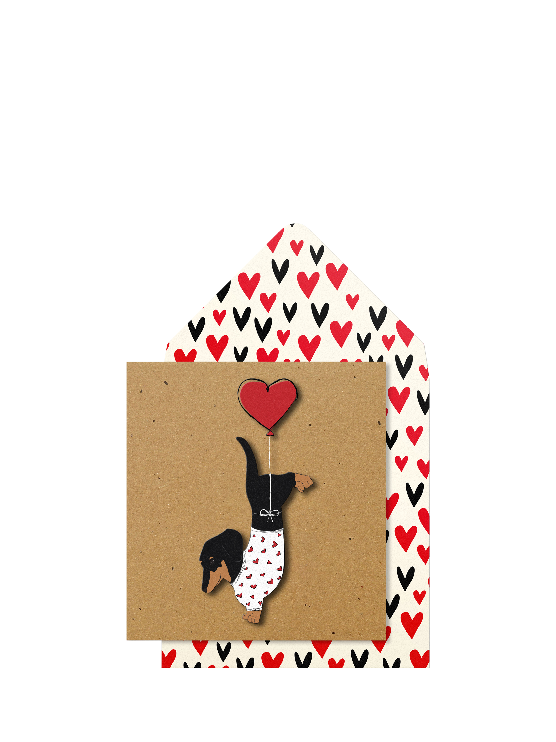 Tache Crafts Heart Dachshund Valentine's Day Card