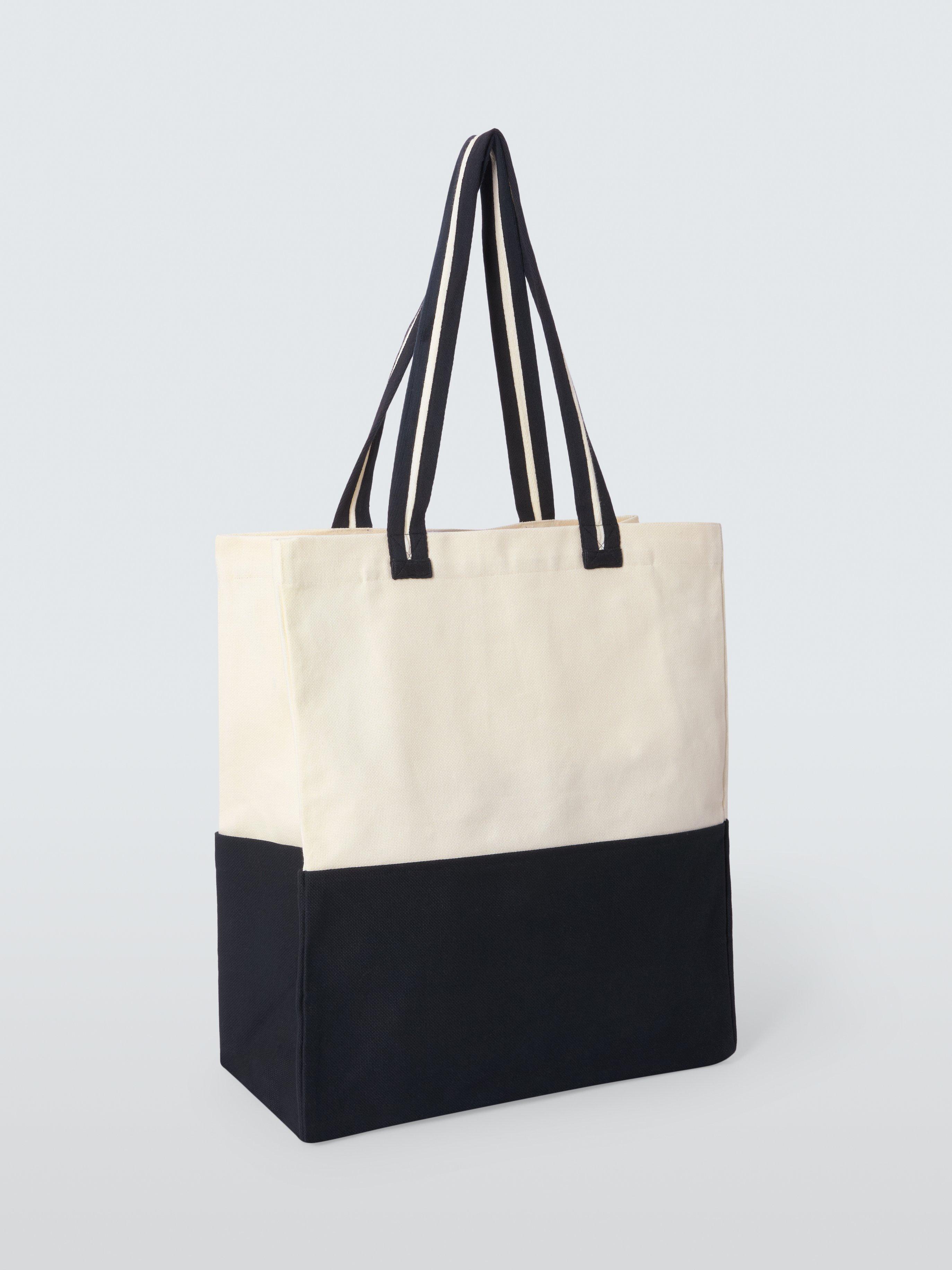 Product image 1 of 6, which shows John Lewis Colour Block Cotton Canvas Beach Bag, Natural Multi