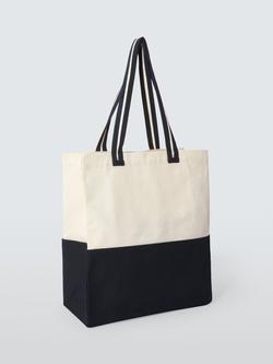 John Lewis Colour Block Cotton Canvas Beach Bag, Natural Multi, Natural Multi