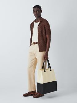 John Lewis Colour Block Cotton Canvas Beach Bag, Natural Multi - view 2, Natural Multi