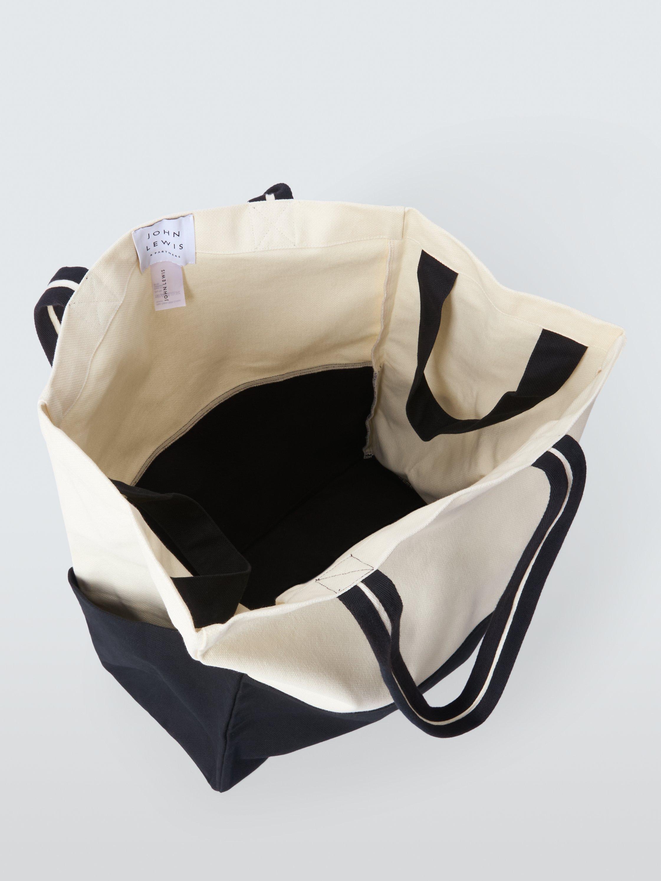 Product image 4 of 6, which shows John Lewis Colour Block Cotton Canvas Beach Bag, Natural Multi