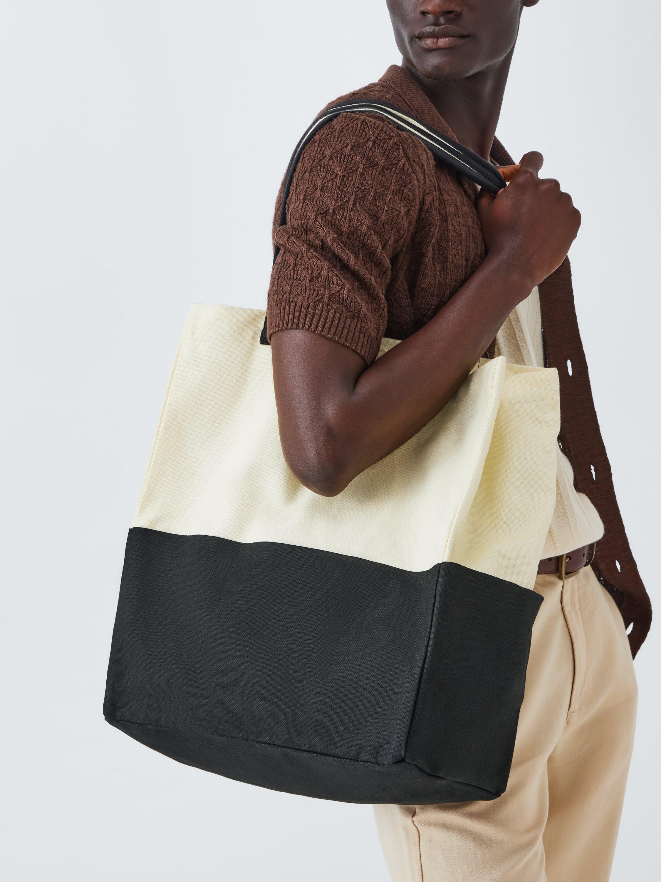 Product image 6 of 6, which shows John Lewis Colour Block Cotton Canvas Beach Bag, Natural Multi