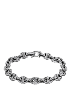Hoxton London Men's Cubic Zirconia Chain Bracelet, Silver, Silver