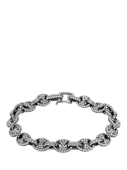 Hoxton London Men's Cubic Zirconia Chain Bracelet, Silver, Silver