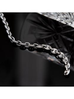 Hoxton London Men's Cubic Zirconia Chain Bracelet, Silver - view 2, Silver