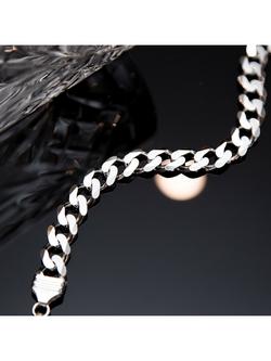 Hoxton London Men's Curb Chain Bracelet, Silver - view 2, Silver