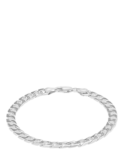 Hoxton London Men's Flat Square Curb Chain Bracelet, Silver, Silver