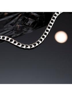 Hoxton London Men's Flat Square Curb Chain Bracelet, Silver - view 2, Silver