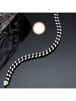 Hoxton London Men's Oxidised Flat Curb Bracelet, Silver - view 2, Silver