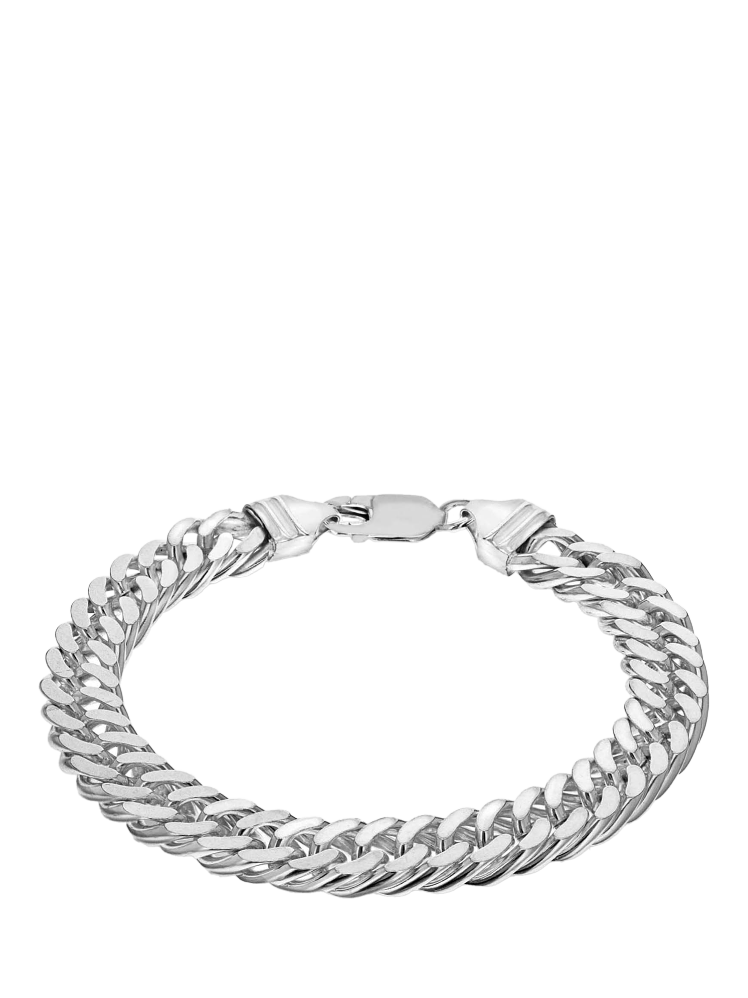 Product image 1 of 5, which shows Hoxton London Men's Diamond Cut Double Curb Chain Bracelet, Silver