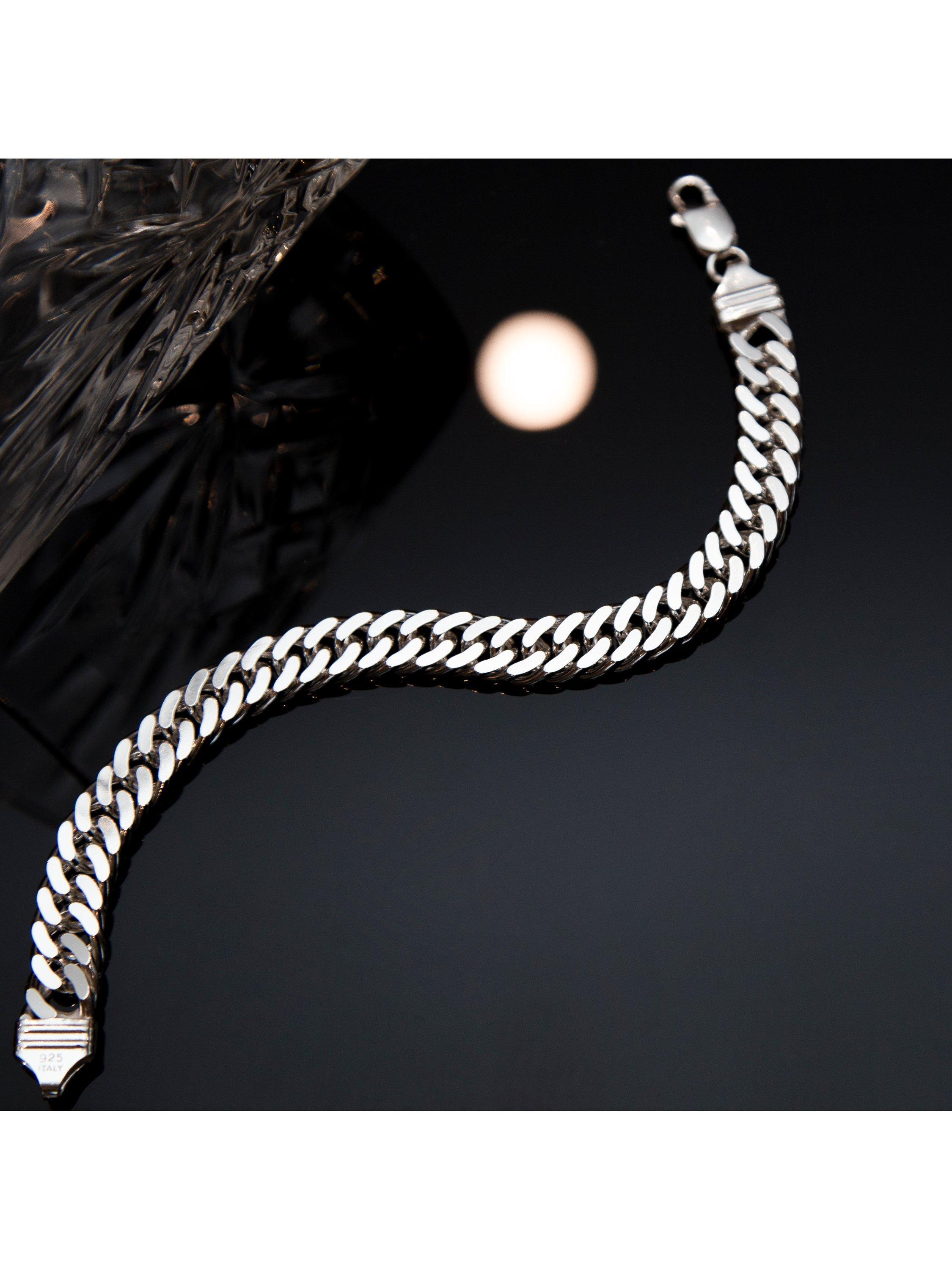 Product image 2 of 5, which shows Hoxton London Men's Diamond Cut Double Curb Chain Bracelet, Silver