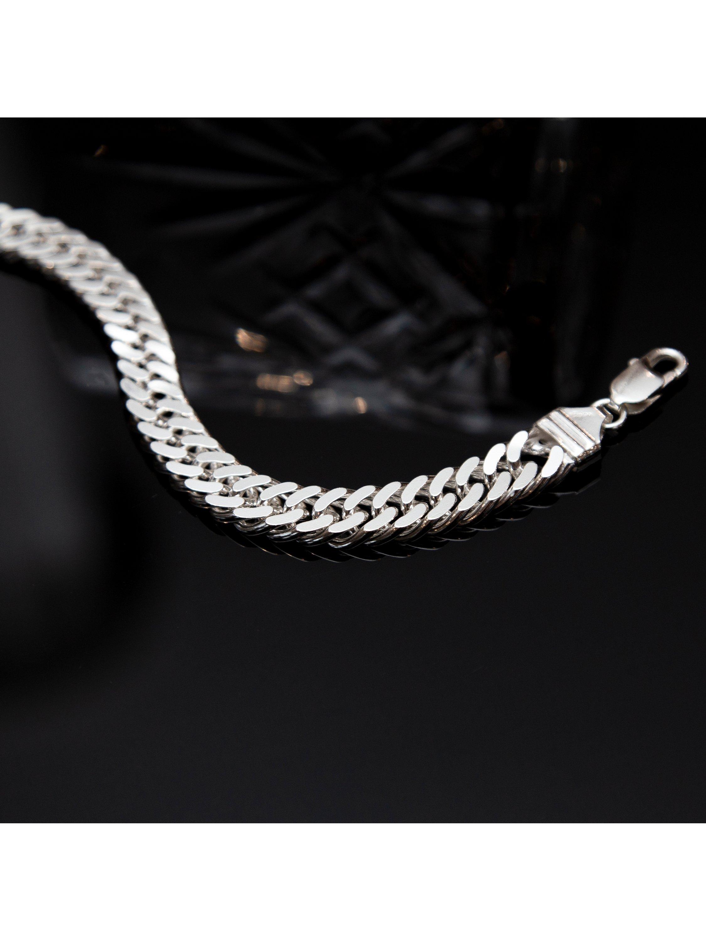 Product image 4 of 5, which shows Hoxton London Men's Diamond Cut Double Curb Chain Bracelet, Silver
