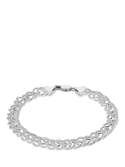 Hoxton London Double Link Curb Chain Bracelet, Silver, Silver