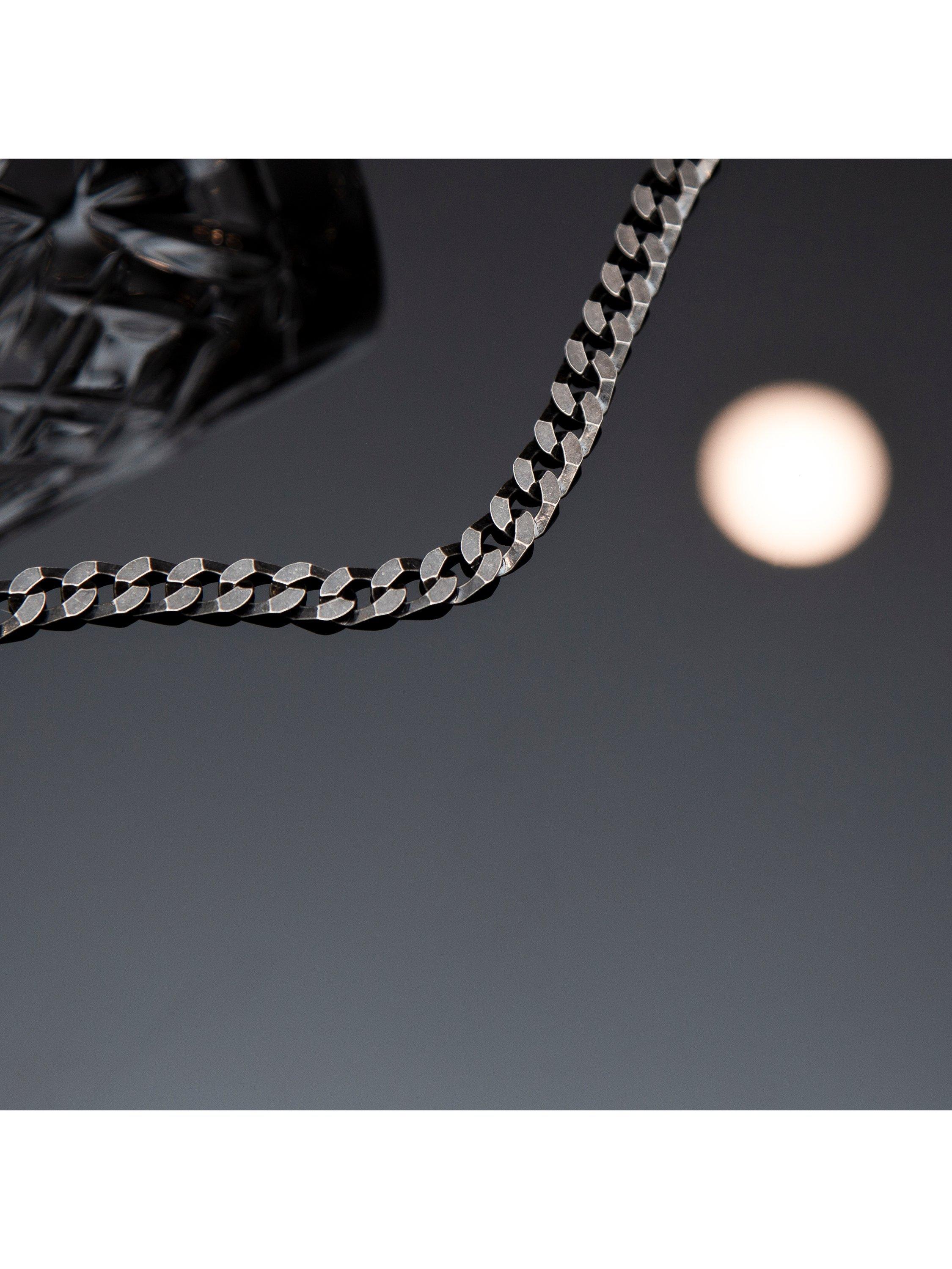 Product image 2 of 5, which shows Hoxton London Men's Flat Curb Chain Bracelet, Black