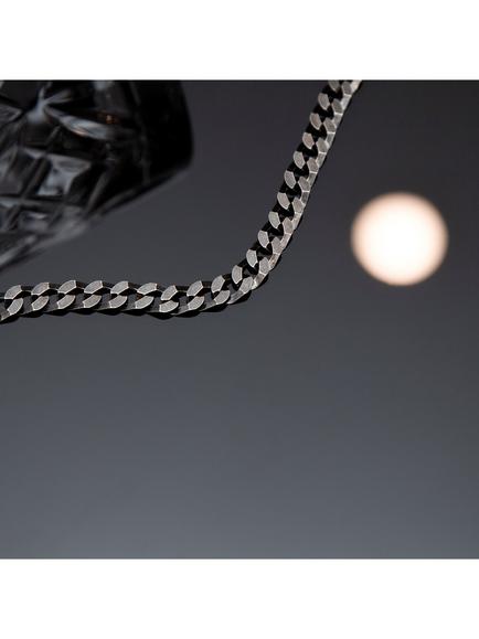Hoxton London Men's Flat Curb Chain Bracelet, Black - view 2, Silver