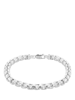 Hoxton London Men's Box Chain Bracelet, Silver, Silver