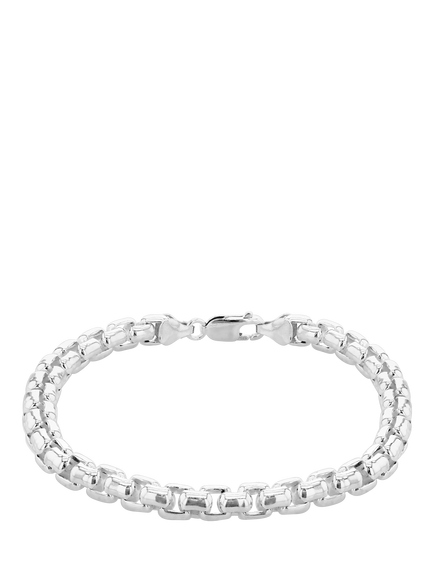 Hoxton London Men's Box Chain Bracelet, Silver, Silver