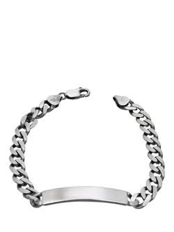 Hoxton London Men's Oxidised ID Curb Chain Bracelet, Silver