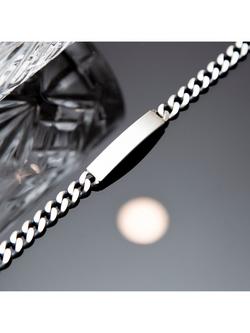 Hoxton London Men's Oxidised ID Curb Chain Bracelet - view 2, Silver