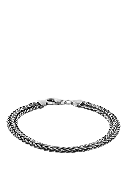 Hoxton London Oxidised Foxtail Bracelet, Silver, Silver