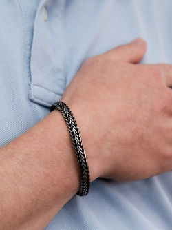 Hoxton London Oxidised Foxtail Bracelet, Silver - view 2, Silver