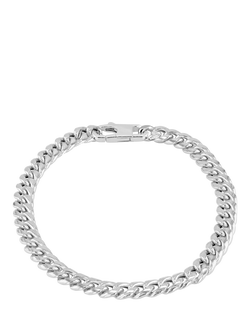 Hoxton London Men's Rounded Cuban Chain Bracelet, Silver, Silver