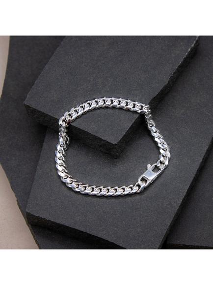 Hoxton London Men's Rounded Cuban Chain Bracelet, Silver - view 2, Silver