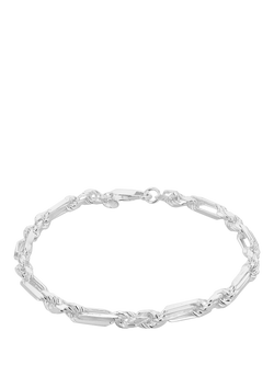 Hoxton London Men's Figaro Rope Bracelet, Silver, Silver