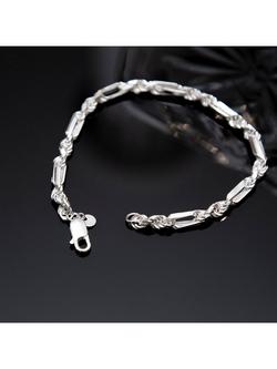 Hoxton London Men's Figaro Rope Bracelet, Silver - view 2, Silver