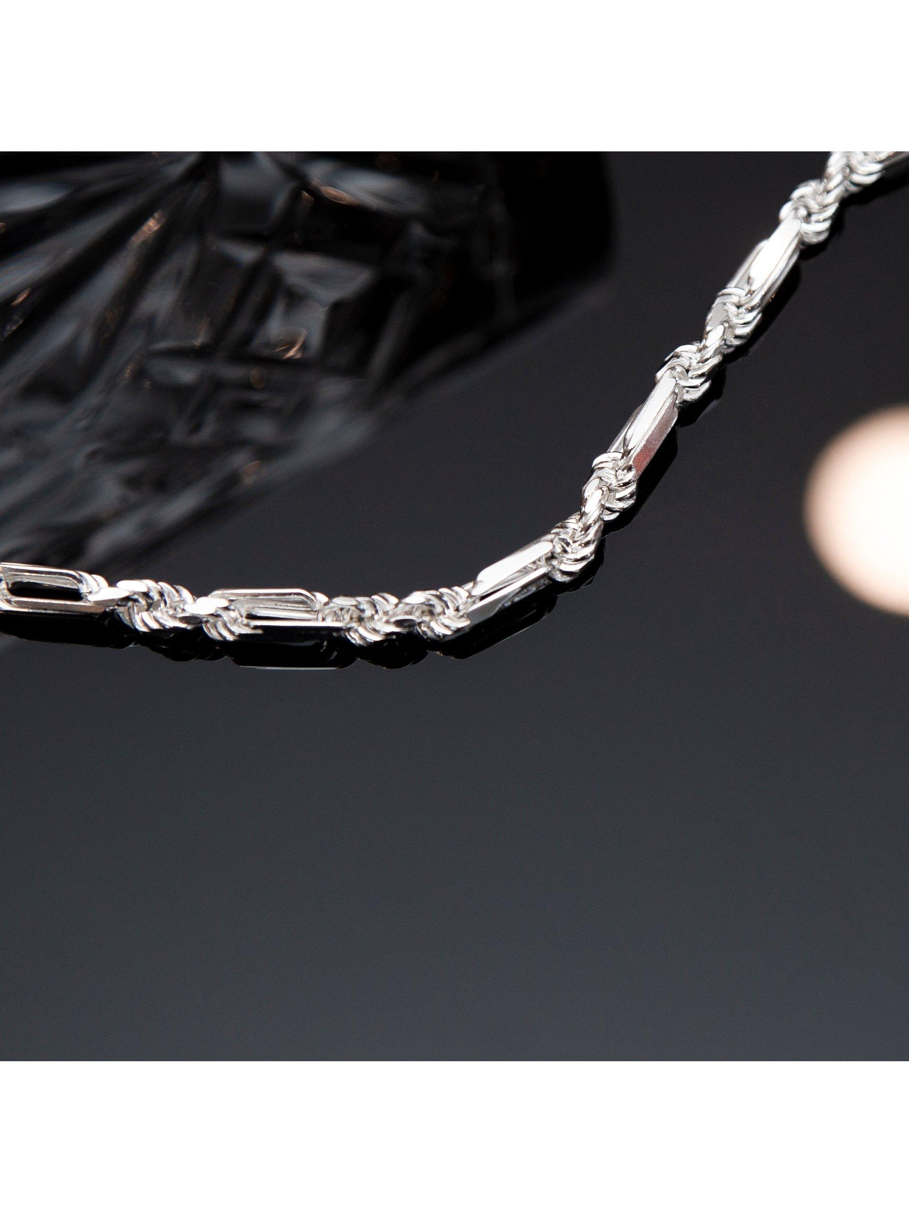 Product image 4 of 5, which shows Hoxton London Men's Figaro Rope Bracelet, Silver