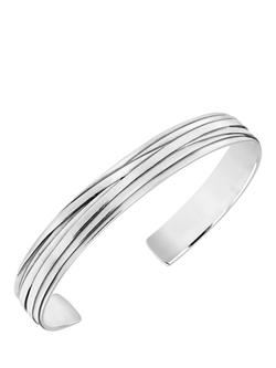 Hoxton London Men's Wrap Strip Cuff Bangle, Silver, Silver