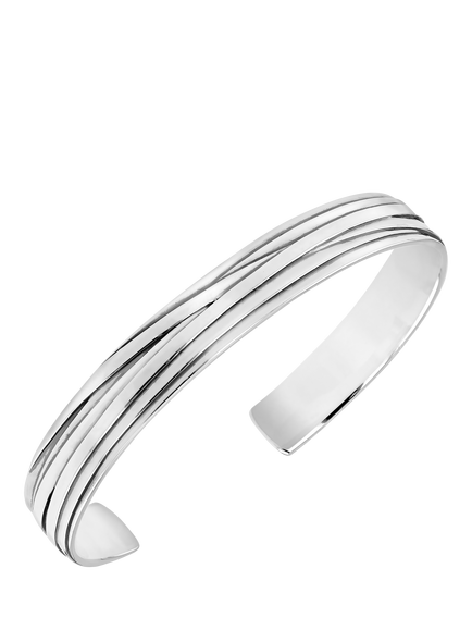 Hoxton London Men's Wrap Strip Cuff Bangle, Silver, Silver