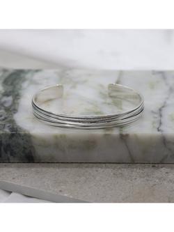 Hoxton London Men's Wrap Strip Cuff Bangle, Silver - view 2, Silver