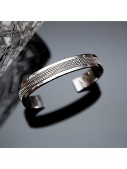 Hoxton London Men's Mesh Cuff Bangle, Silver - view 2, Silver