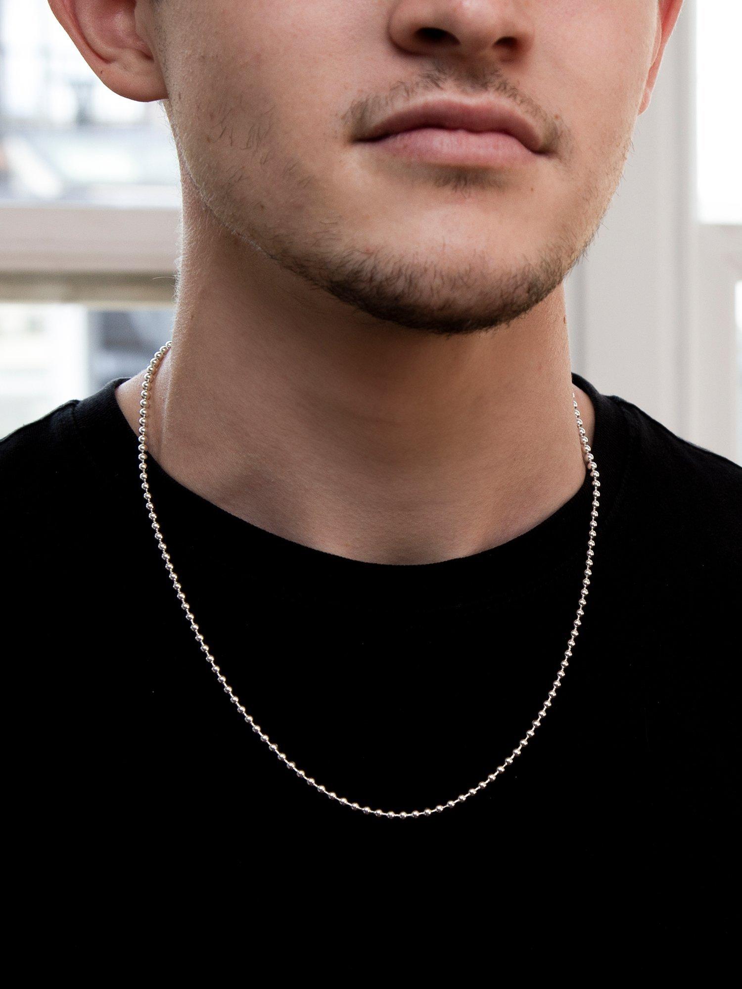 Product image 5 of 5, which shows Hoxton London Men's Ball Chain Necklace, Silver