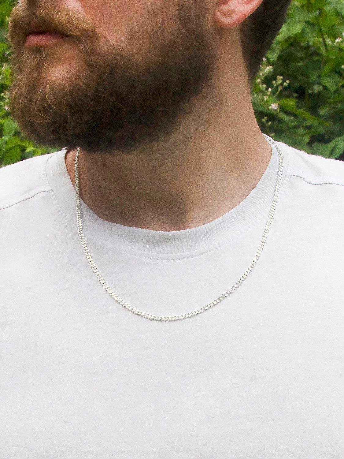 Product image 4 of 4, which shows Hoxton London Men's Panza Curb Chain Necklace, Silver